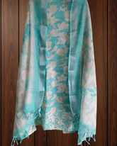 Elegant Cotton Linen Suit with  Laser-Cut Detailing & Embroidery